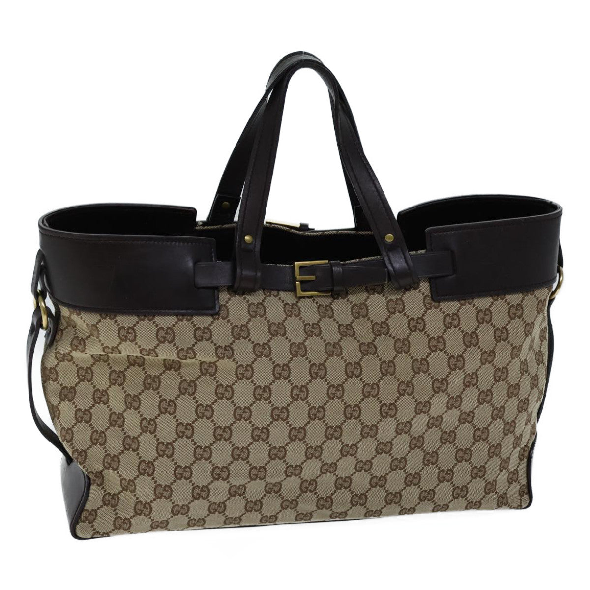 GUCCI GG Canvas Hand Bag Beige 106251 Auth ac2965