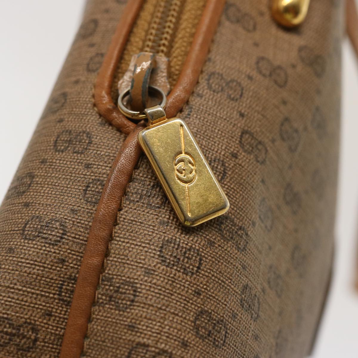 GUCCI Micro GG Supreme Shoulder Bag PVC Beige 007 104 4916 Auth ac2966