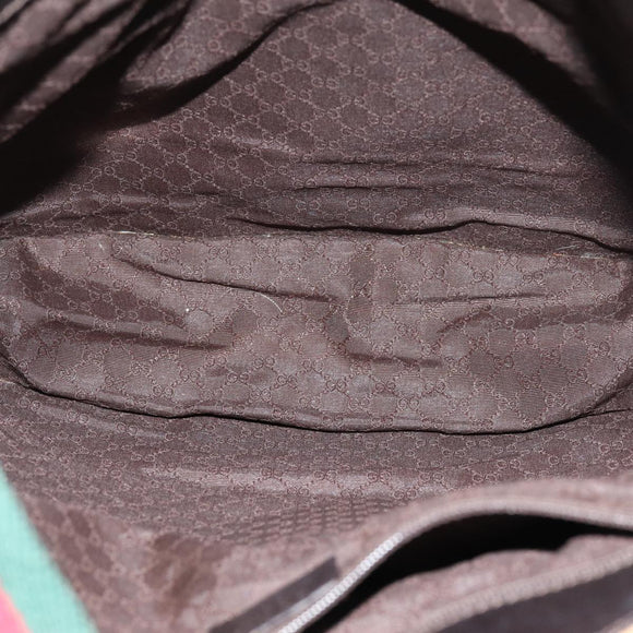 GUCCI Web Sherry Line Shoulder Bag Canvas Beige Green 001 4321 2684 Auth ac2967