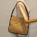 GUCCI Web Sherry Line Shoulder Bag Canvas Beige Green 001 4321 2684 Auth ac2967-21