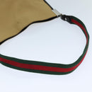 GUCCI Web Sherry Line Shoulder Bag Canvas Beige Green 001 4321 2684 Auth ac2967-7