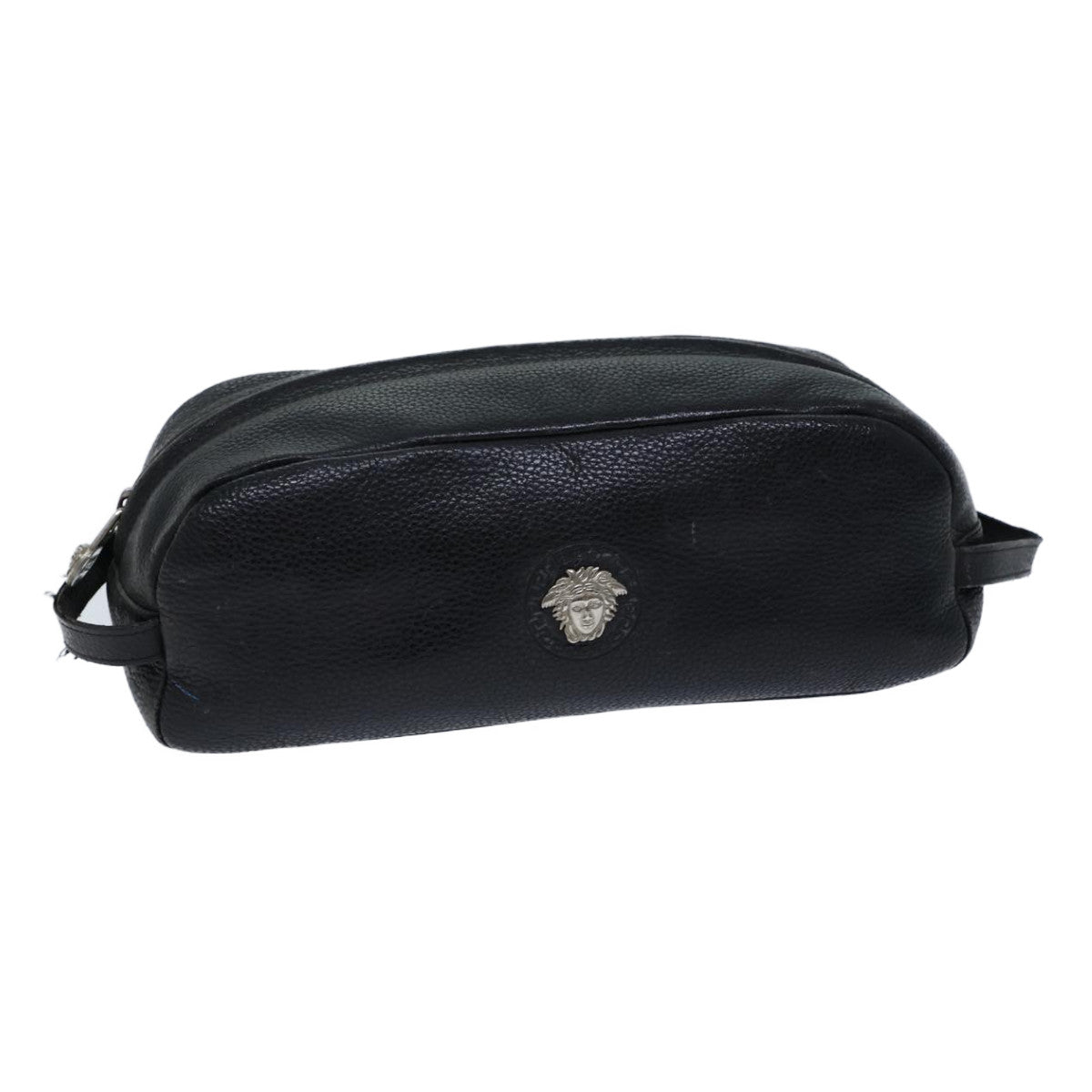 Gianni Versace Clutch Bag Leather Black Auth ac2969