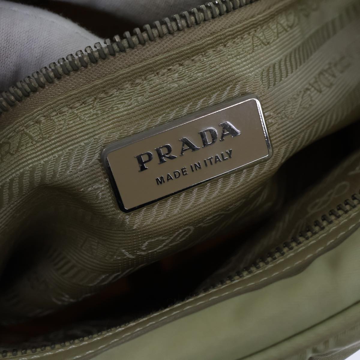 PRADA Shoulder Bag Nylon Beige Auth ac2972