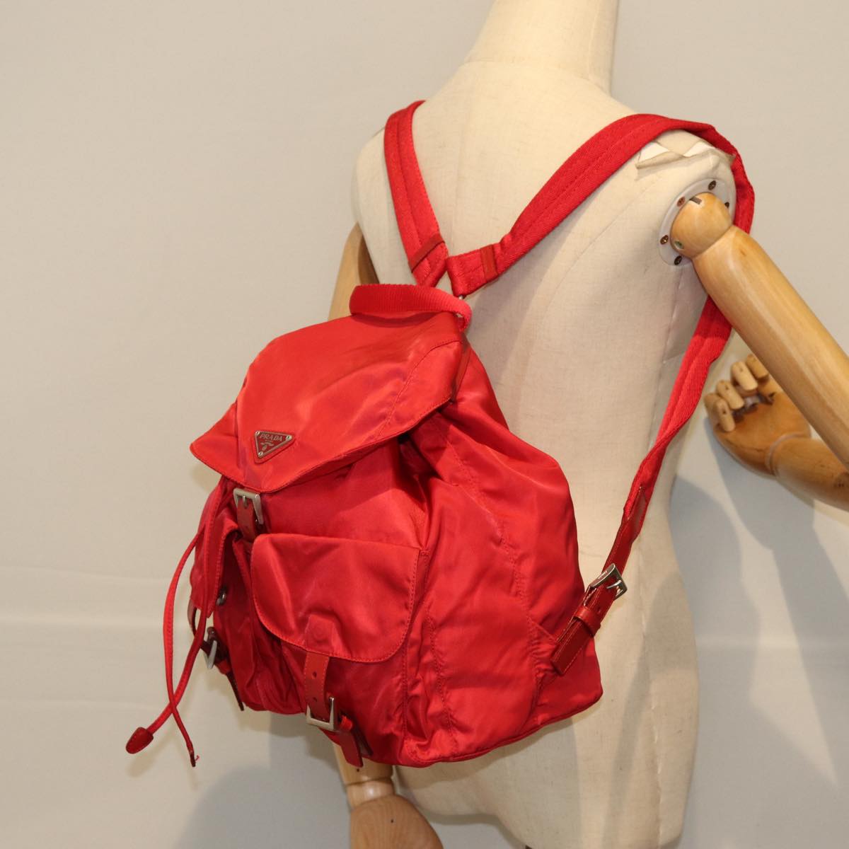 PRADA Backpack Nylon Red Auth ac2983