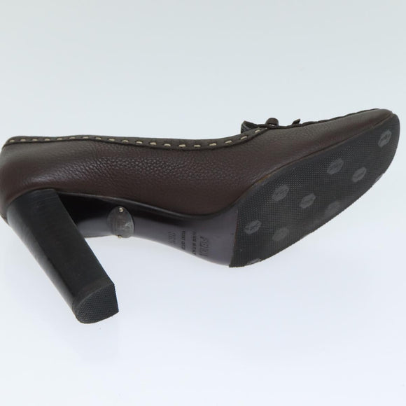 Christian Dior Fendi Shoes Leather 2 Set Brown White Auth ac2991