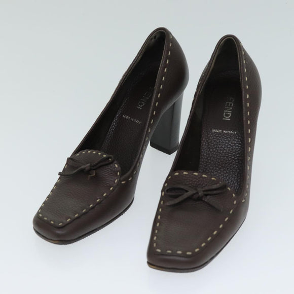 Christian Dior Fendi Shoes Leather 2 Set Brown White Auth ac2991