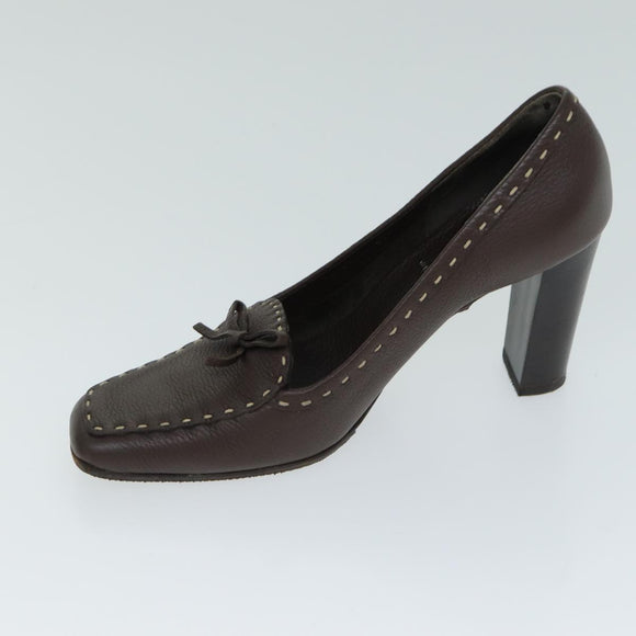 Christian Dior Fendi Shoes Leather 2 Set Brown White Auth ac2991