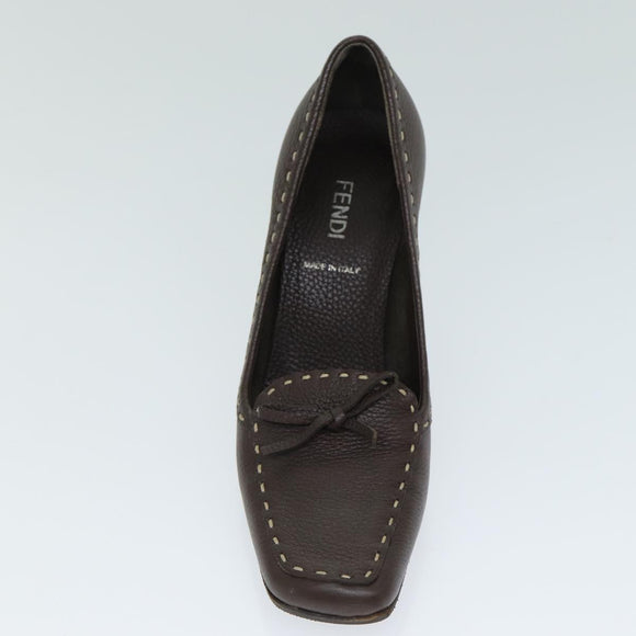 Christian Dior Fendi Shoes Leather 2 Set Brown White Auth ac2991