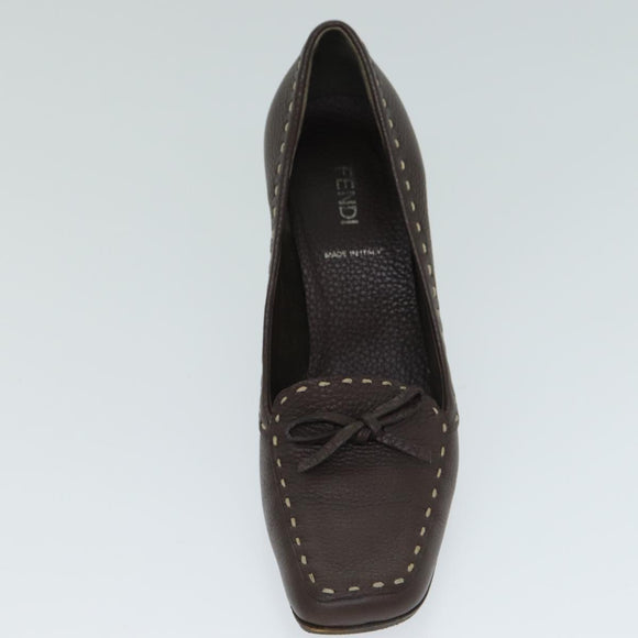 Christian Dior Fendi Shoes Leather 2 Set Brown White Auth ac2991