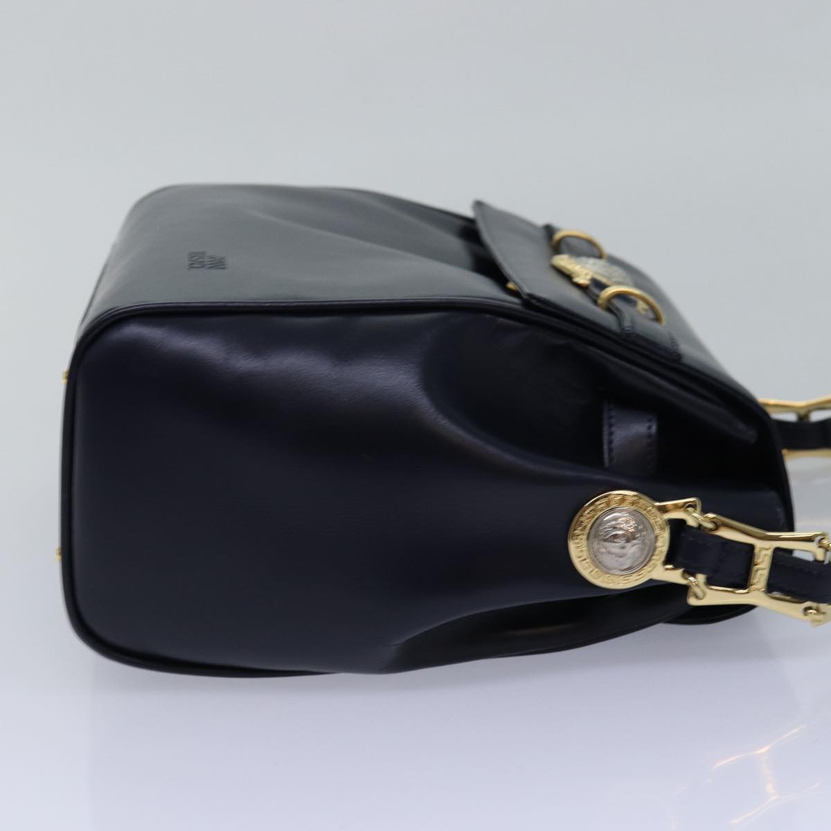 Gianni Versace Shoulder Bag Leather Navy Auth ac3002