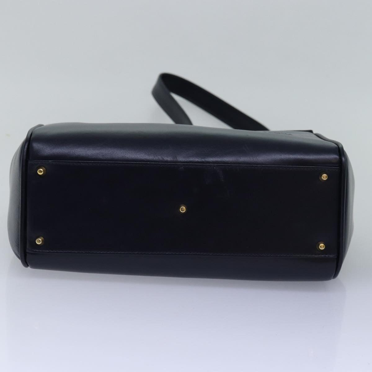 Gianni Versace Shoulder Bag Leather Navy Auth ac3002