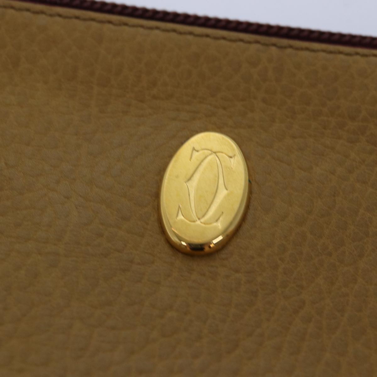 CARTIER Coin Purse Leather Yellow Auth ac3012