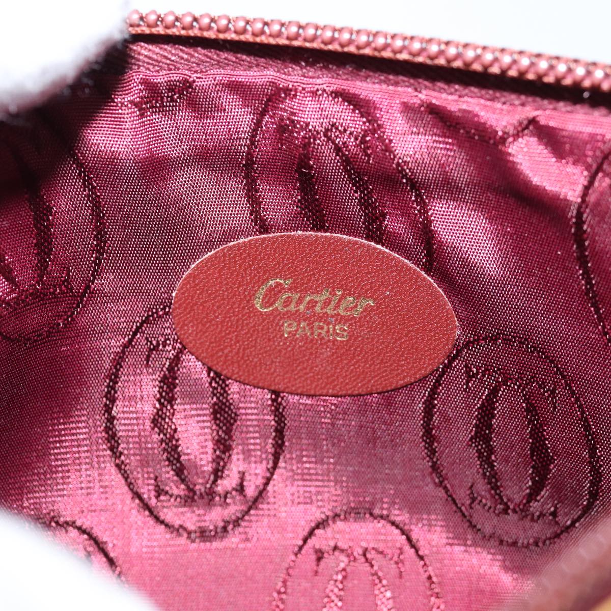 CARTIER Coin Purse Leather Yellow Auth ac3012