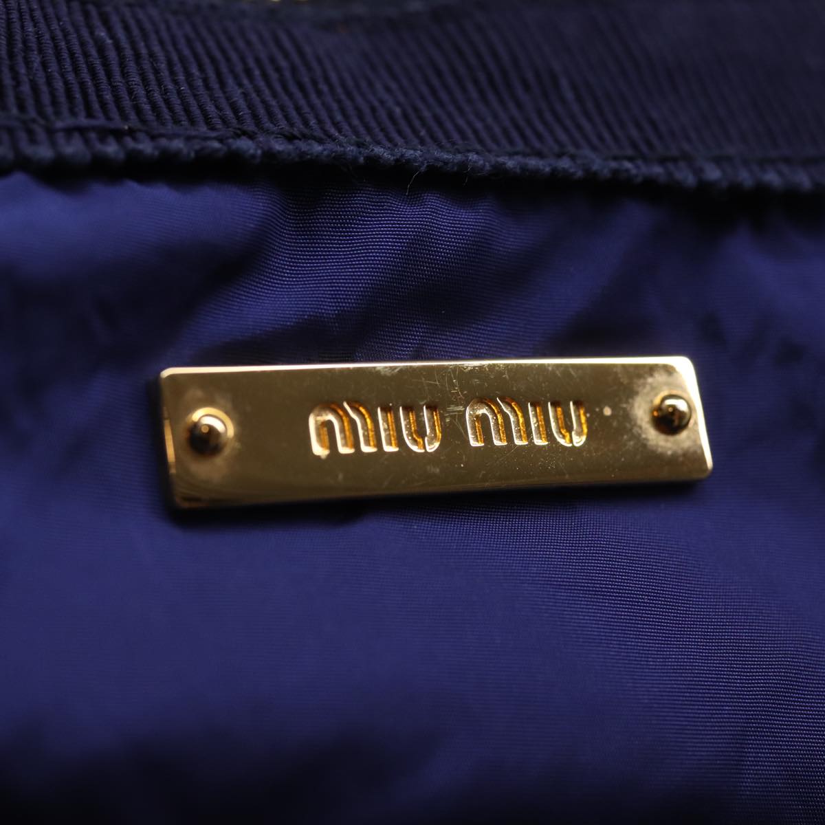 Miu Miu Tote Bag Nylon Blue Auth ac3016