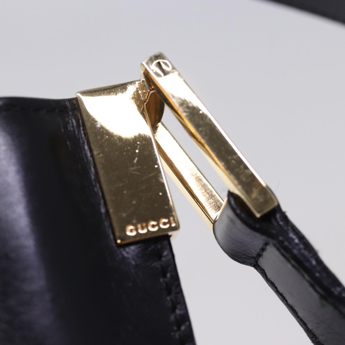 GUCCI Shoulder Bag Leather Black Auth ac3022