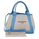 BALENCIAGA Navy Cabas S Hand Bag Canvas Blue Gray 339933 Auth ac3029V-1