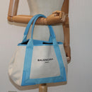 BALENCIAGA Navy Cabas S Hand Bag Canvas Blue Gray 339933 Auth ac3029V-29