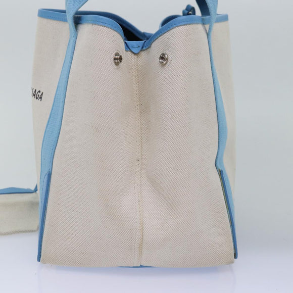 BALENCIAGA Navy Cabas S Hand Bag Canvas Blue Gray 339933 Auth ac3029V