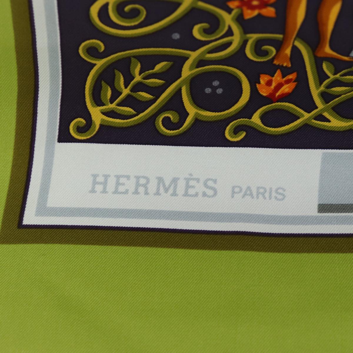 HERMES Carre 90 Scarf ""www.hermes.com"" Silk Green Auth ac3032