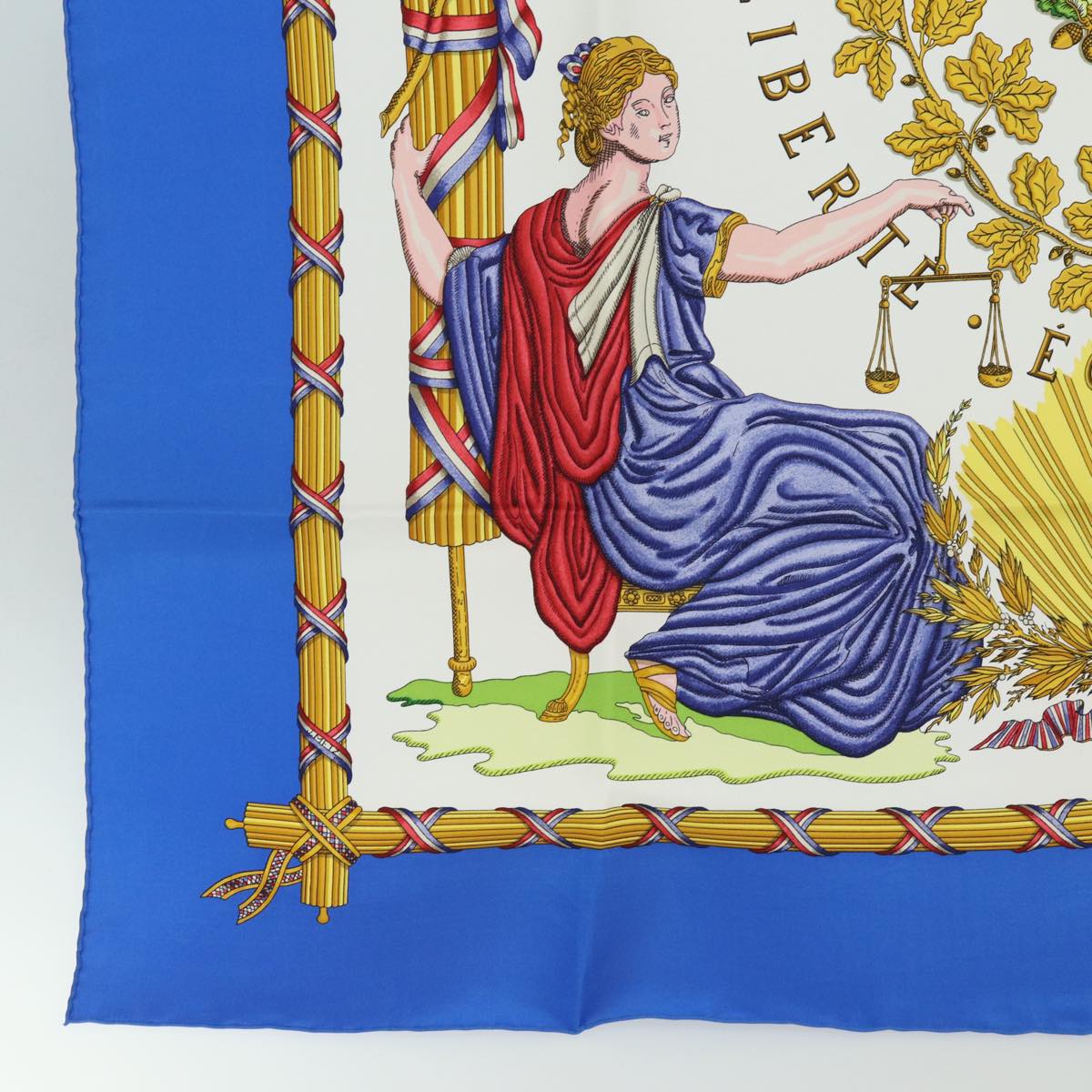 HERMES Carre 90 Scarf ""LIBERTE EGALITE FRATERNITE REPUBLIQ "" Silk Auth ac3034