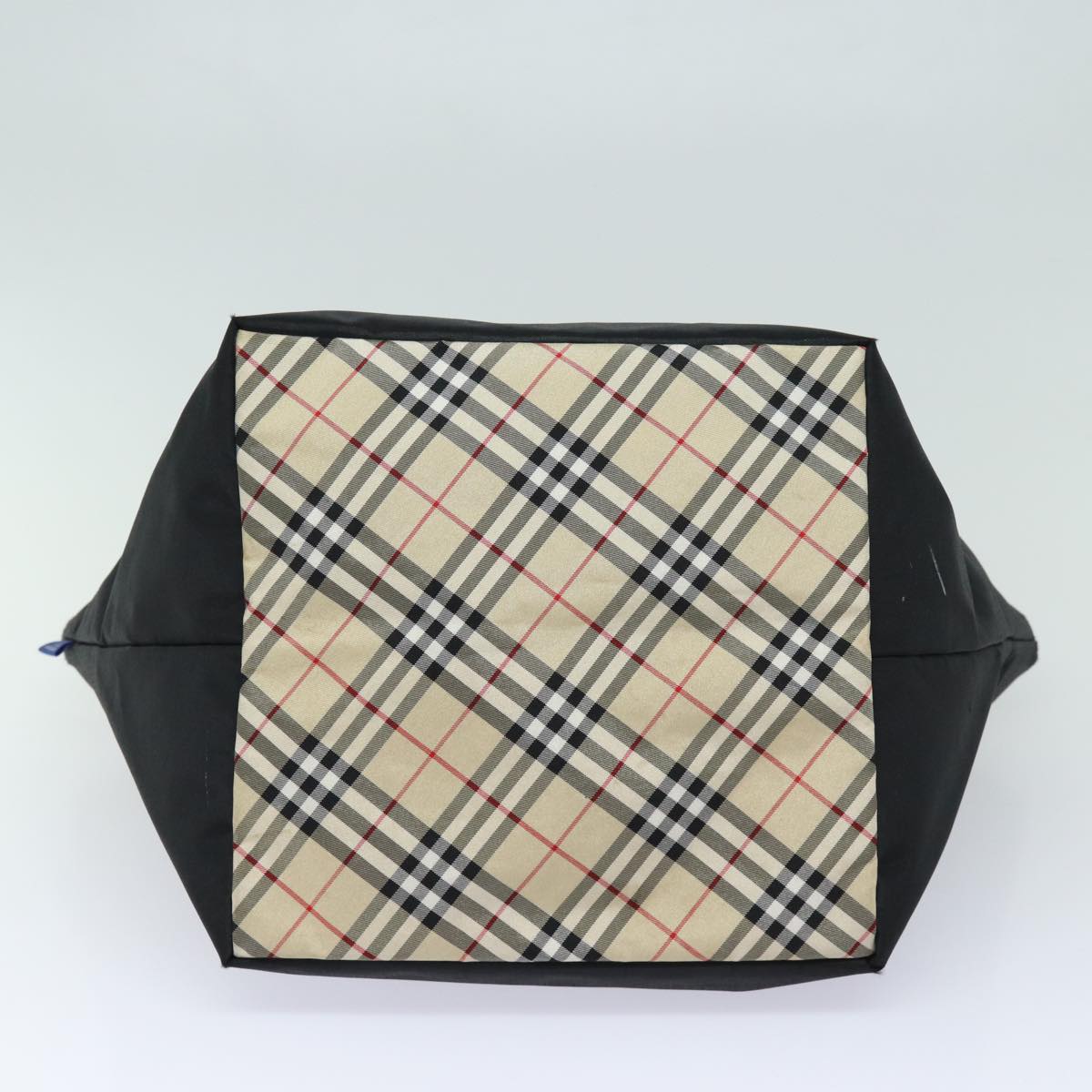 BURBERRY Nova Check Blue Label Tote Bag Nylon Beige Black Auth ac3040