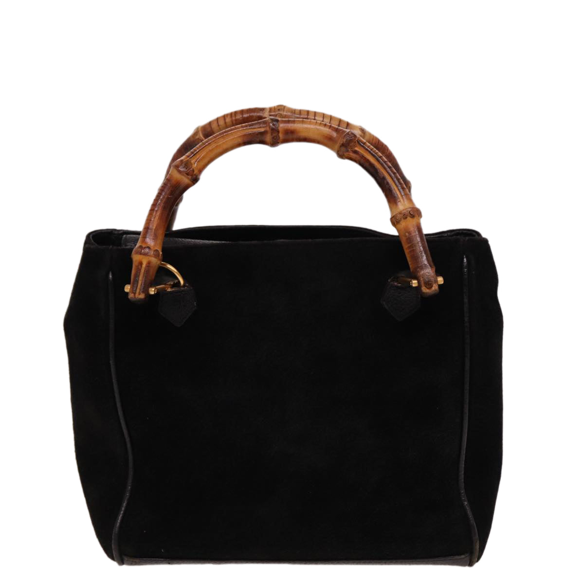 GUCCI Bamboo Hand Bag Suede 2way Black 000 122 0316 Auth ac3043