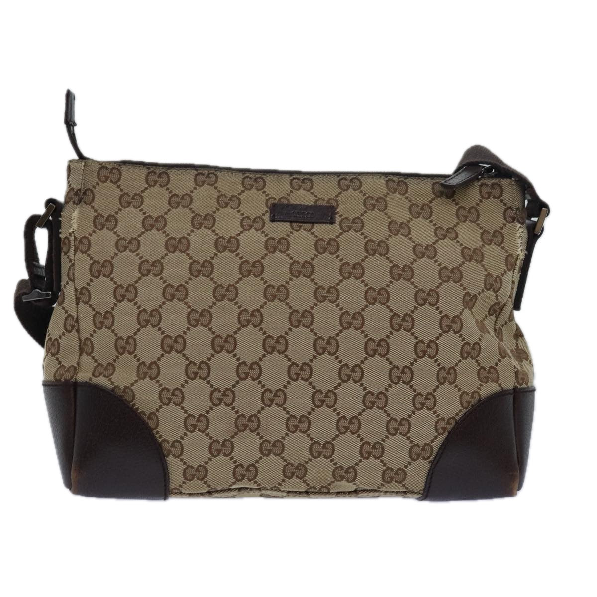 GUCCI GG Canvas Shoulder Bag Beige 114273 Auth ac3045