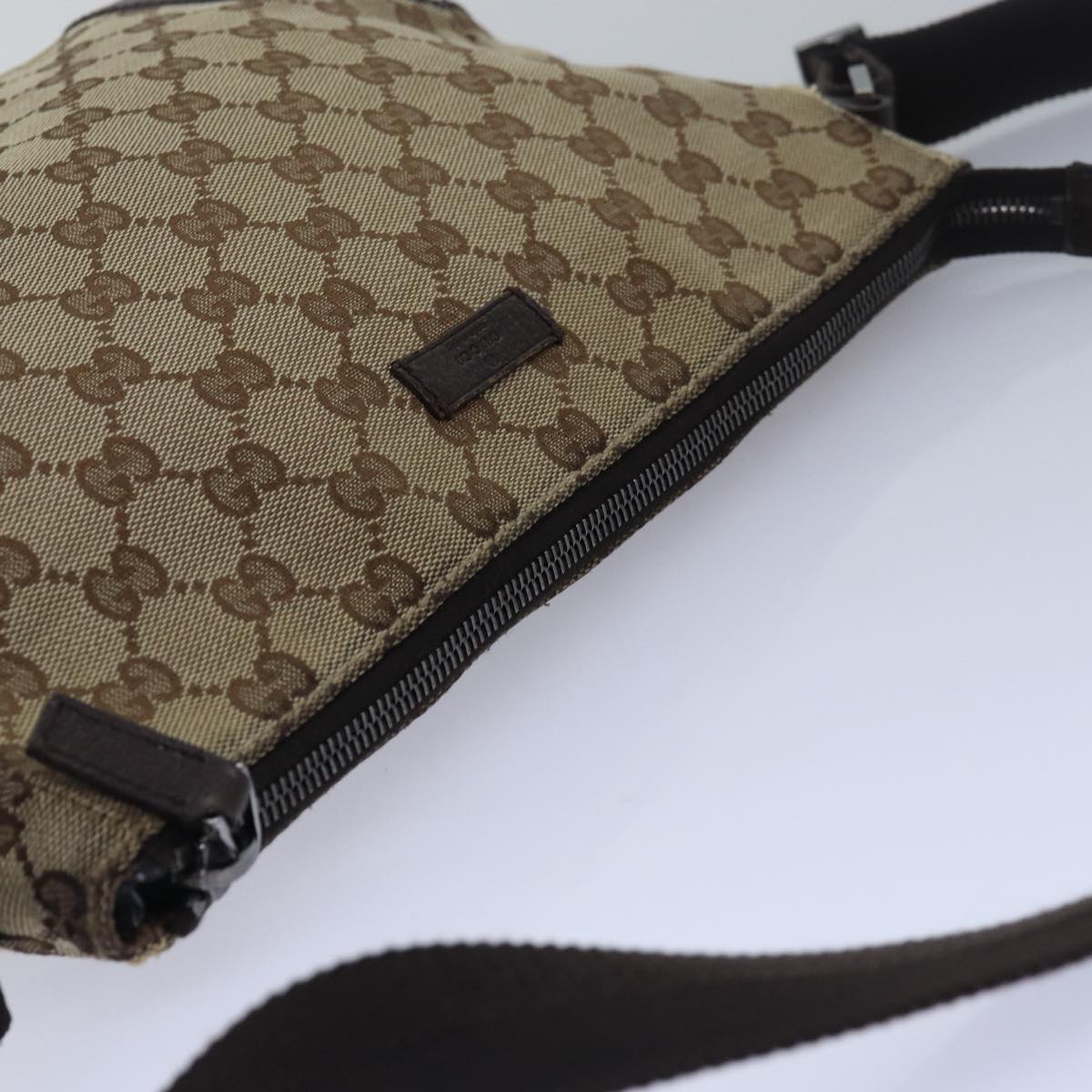 GUCCI GG Canvas Shoulder Bag Beige 114273 Auth ac3045