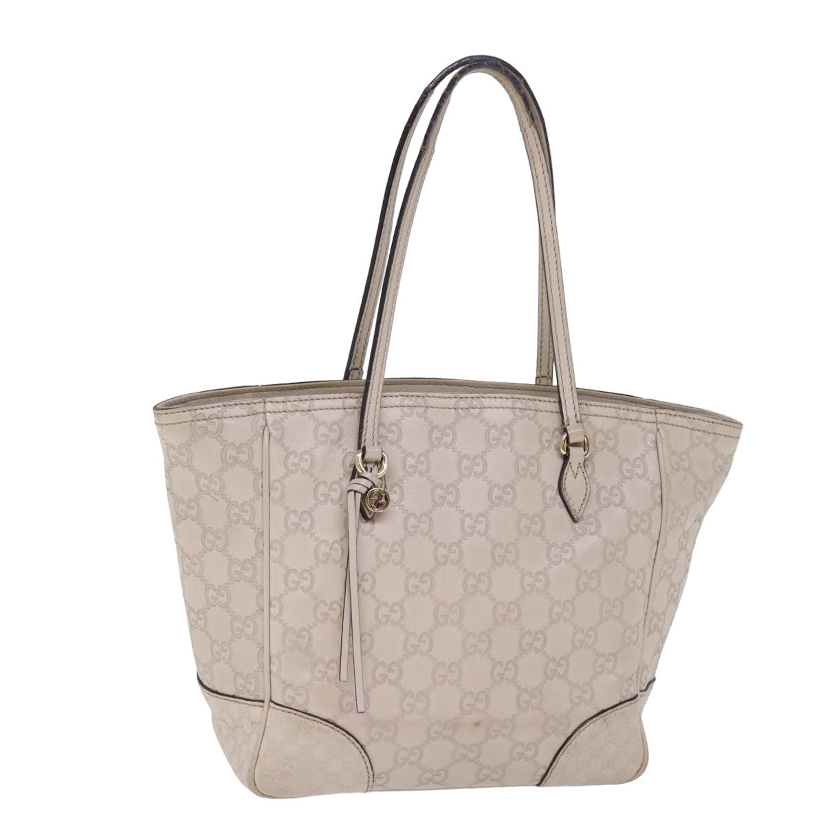 GUCCI GG Canvas Guccissima Tote Bag Beige 353119 Auth ac3056