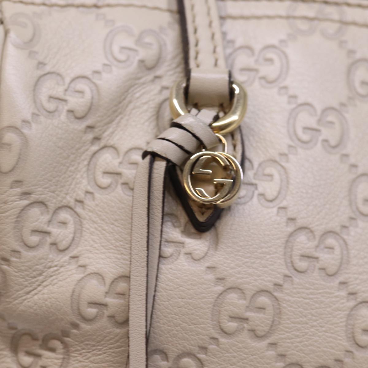 GUCCI GG Canvas Guccissima Tote Bag Beige 353119 Auth ac3056