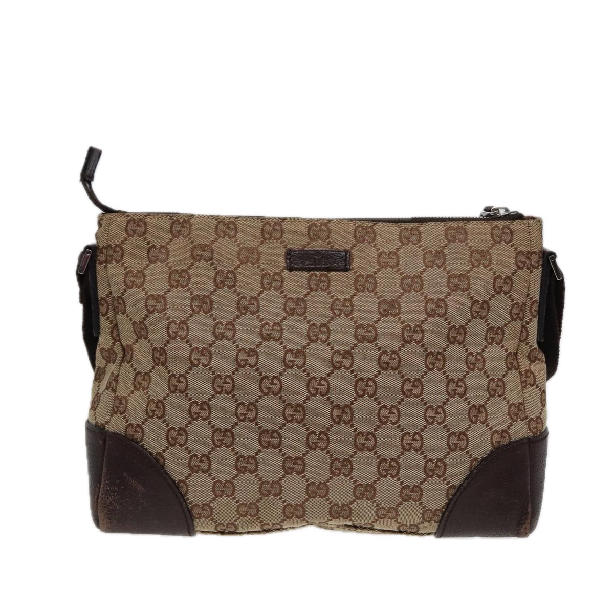 GUCCI GG Canvas Shoulder Bag Beige 114273 Auth ac3058