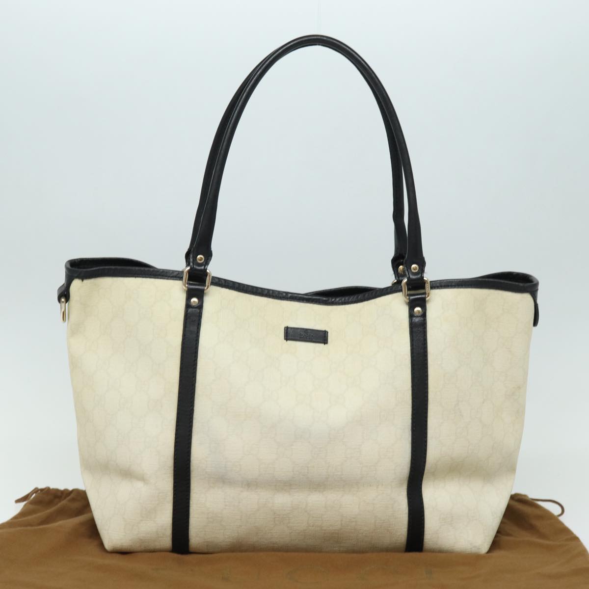 GUCCI GG Supreme Tote Bag PVC White 197953 Auth ac3059