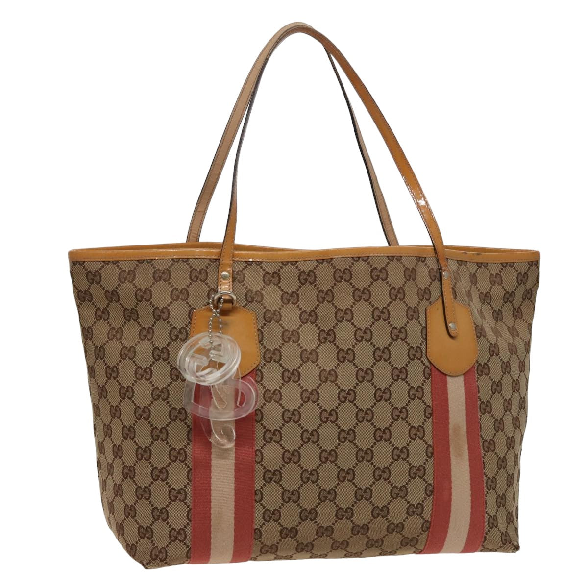 GUCCI GG Canvas Sherry Line Tote Bag Beige Pink 211970 Auth ac3061