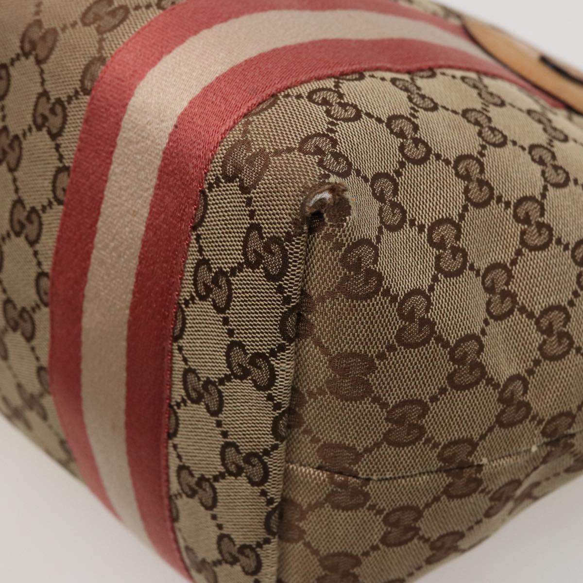 GUCCI GG Canvas Sherry Line Tote Bag Beige Pink 211970 Auth ac3061