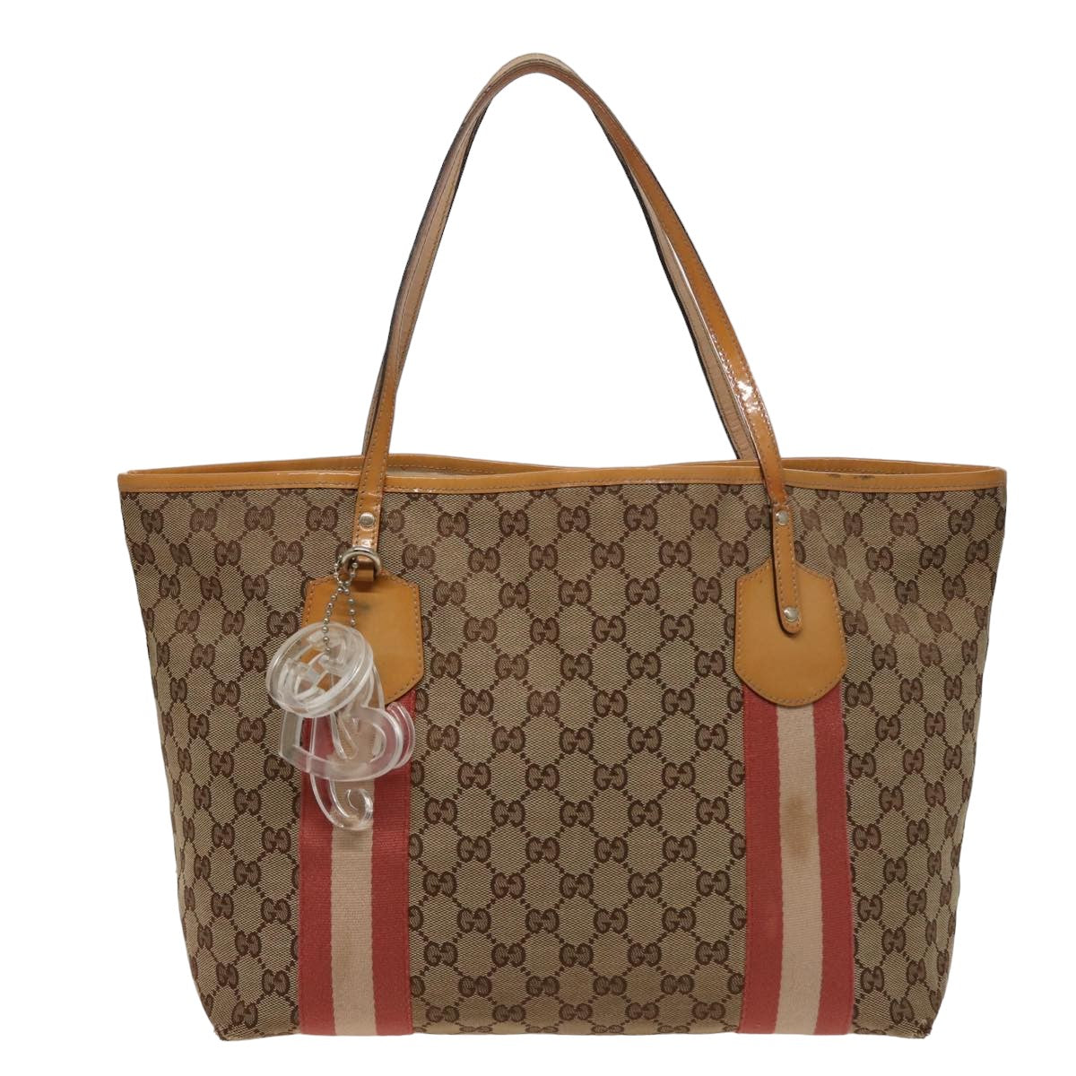 GUCCI GG Canvas Sherry Line Tote Bag Beige Pink 211970 Auth ac3061