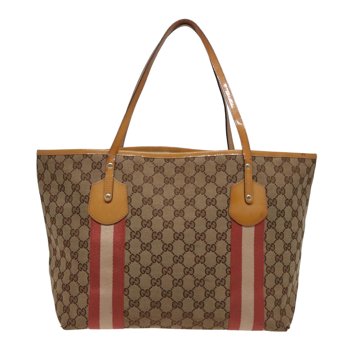 GUCCI GG Canvas Sherry Line Tote Bag Beige Pink 211970 Auth ac3061