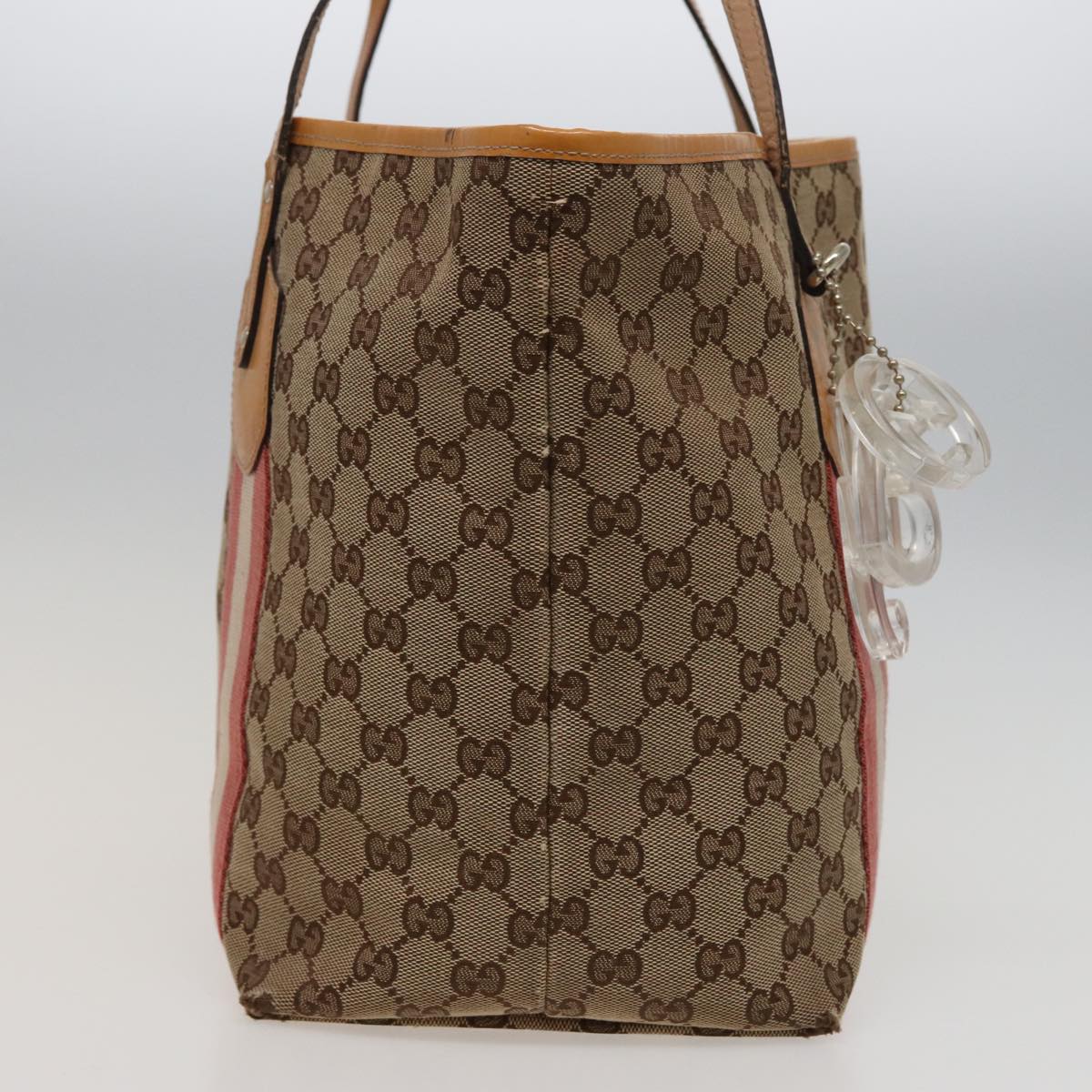 GUCCI GG Canvas Sherry Line Tote Bag Beige Pink 211970 Auth ac3061