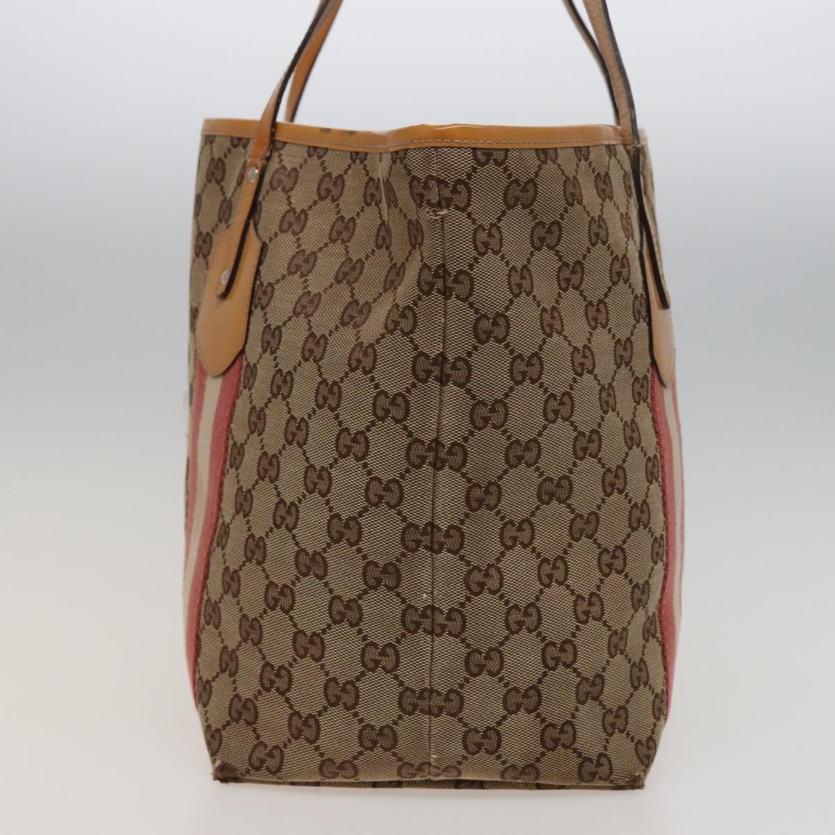 GUCCI GG Canvas Sherry Line Tote Bag Beige Pink 211970 Auth ac3061