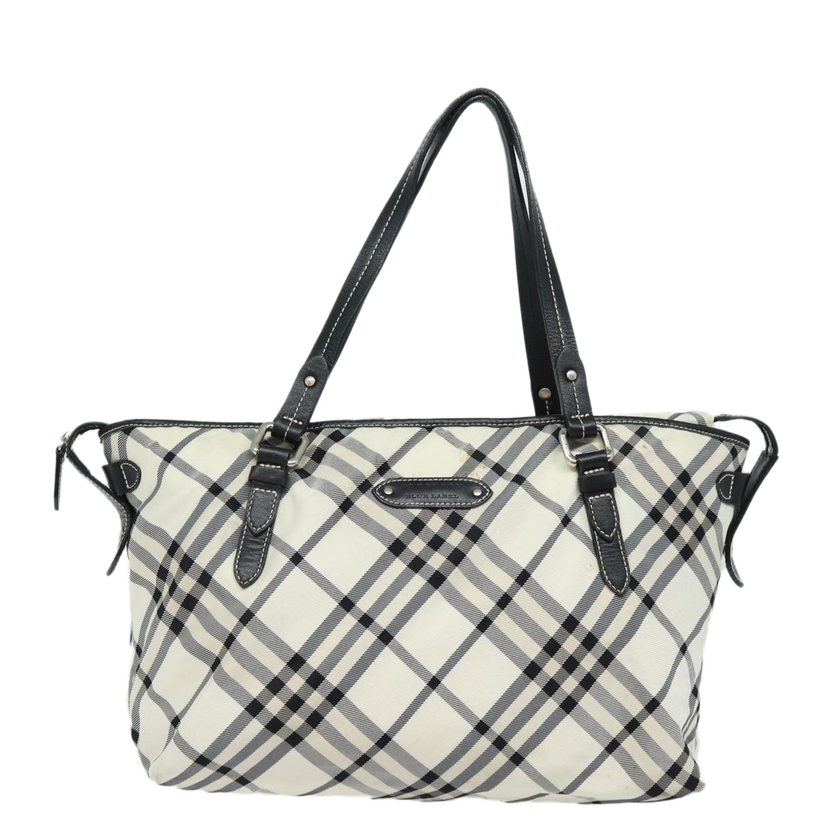 BURBERRY Nova Check Blue Label Tote Bag Canvas Beige Auth ac3068