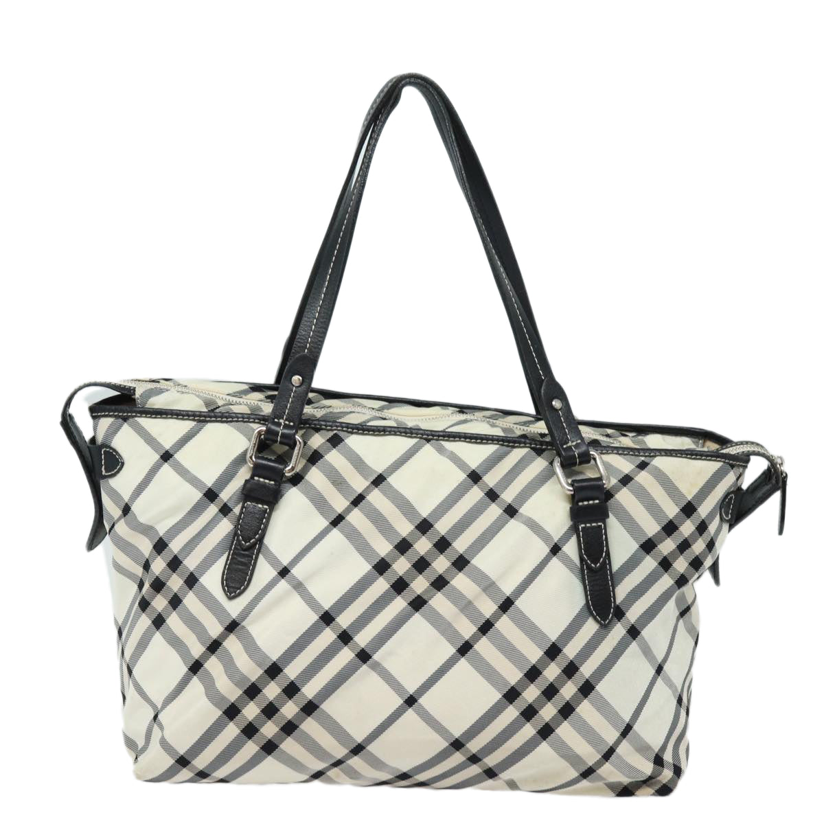 BURBERRY Nova Check Blue Label Tote Bag Canvas Beige Auth ac3068