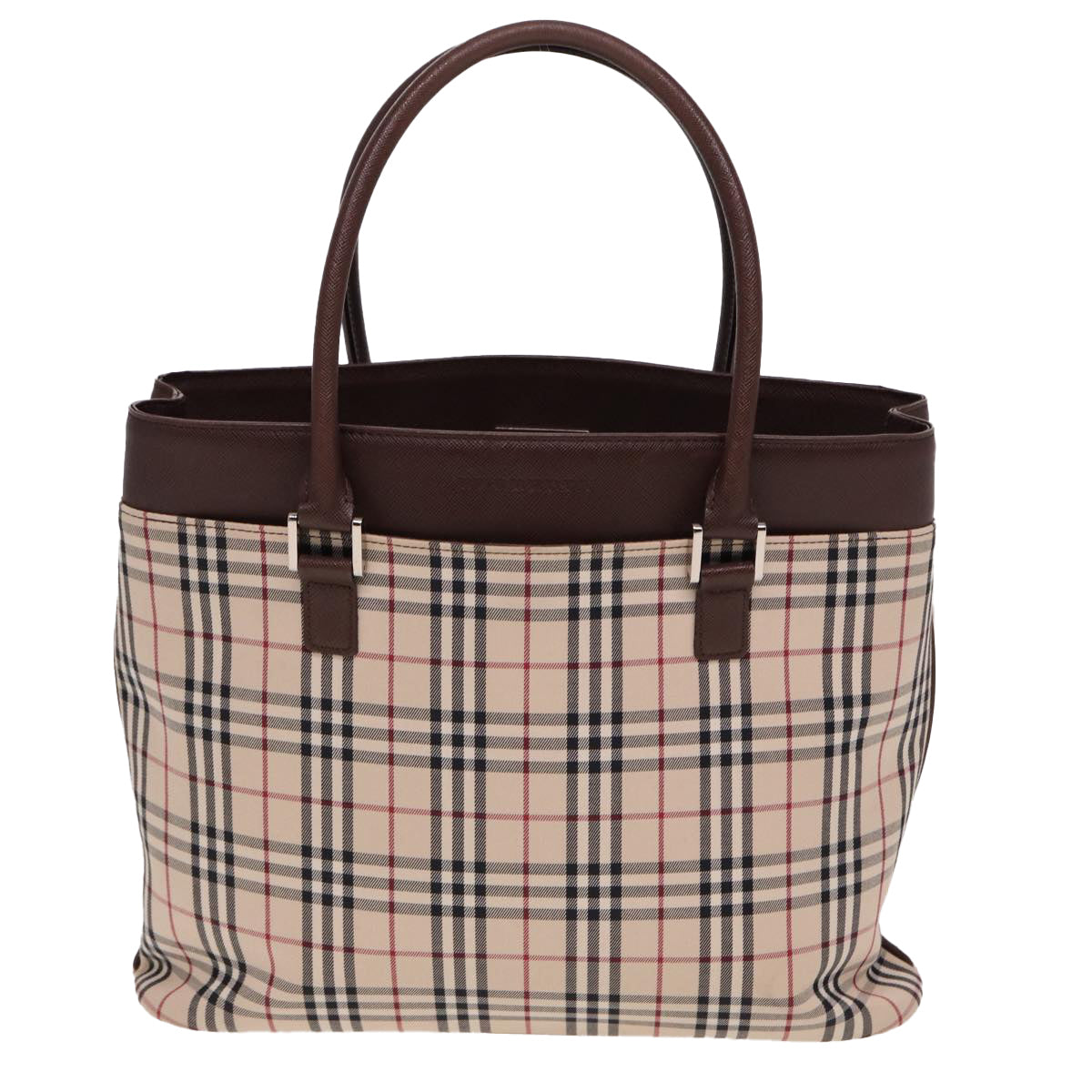 BURBERRY Nova Check Tote Bag Canvas Beige Auth ac3071