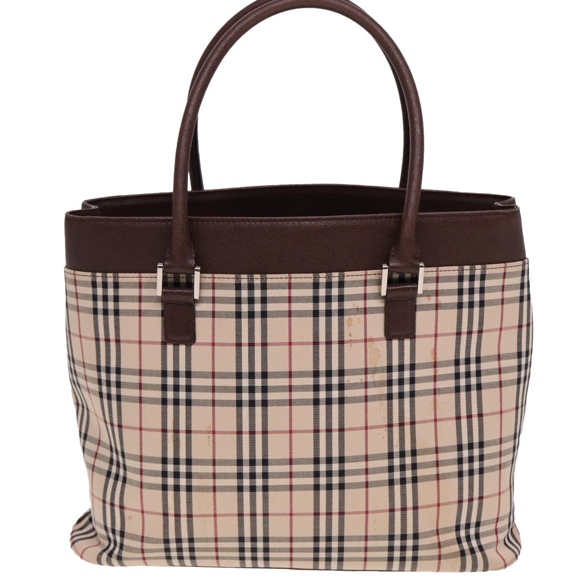 BURBERRY Nova Check Tote Bag Canvas Beige Auth ac3071