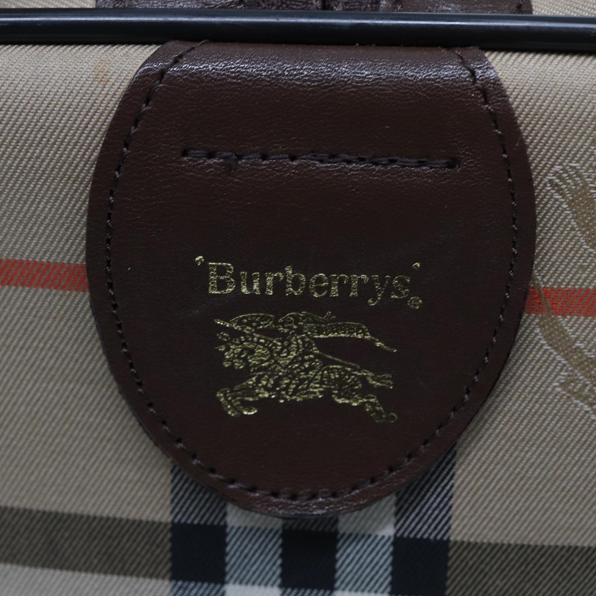 Burberrys Nova Check Boston Bag Canvas Beige Auth ac3072