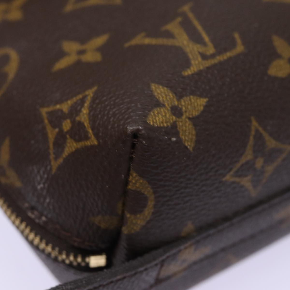 LOUIS VUITTON Monogram Trousse Demi Ronde Cosmetic Pouch M47520 LV Auth ac3074