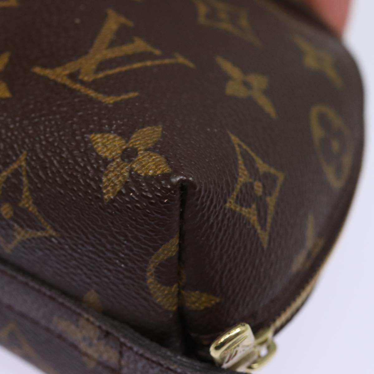 LOUIS VUITTON Monogram Trousse Demi Ronde Cosmetic Pouch M47520 LV Auth ac3074