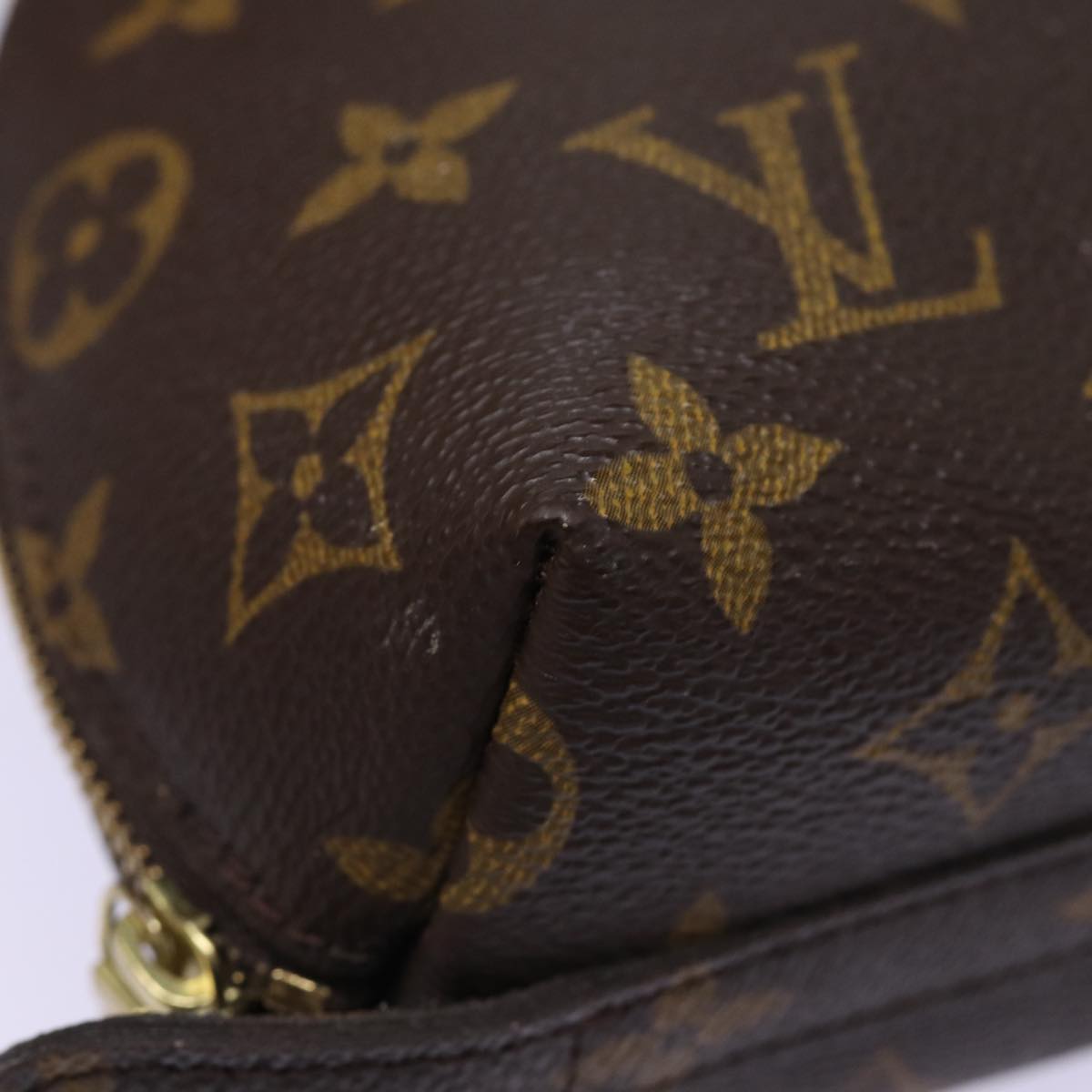 LOUIS VUITTON Monogram Trousse Demi Ronde Cosmetic Pouch M47520 LV Auth ac3074