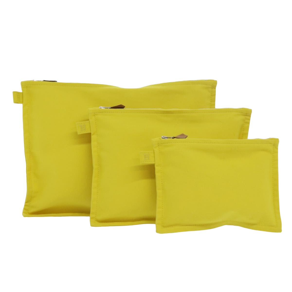 HERMES Pouch Canvas 3Set Yellow Auth ac3092