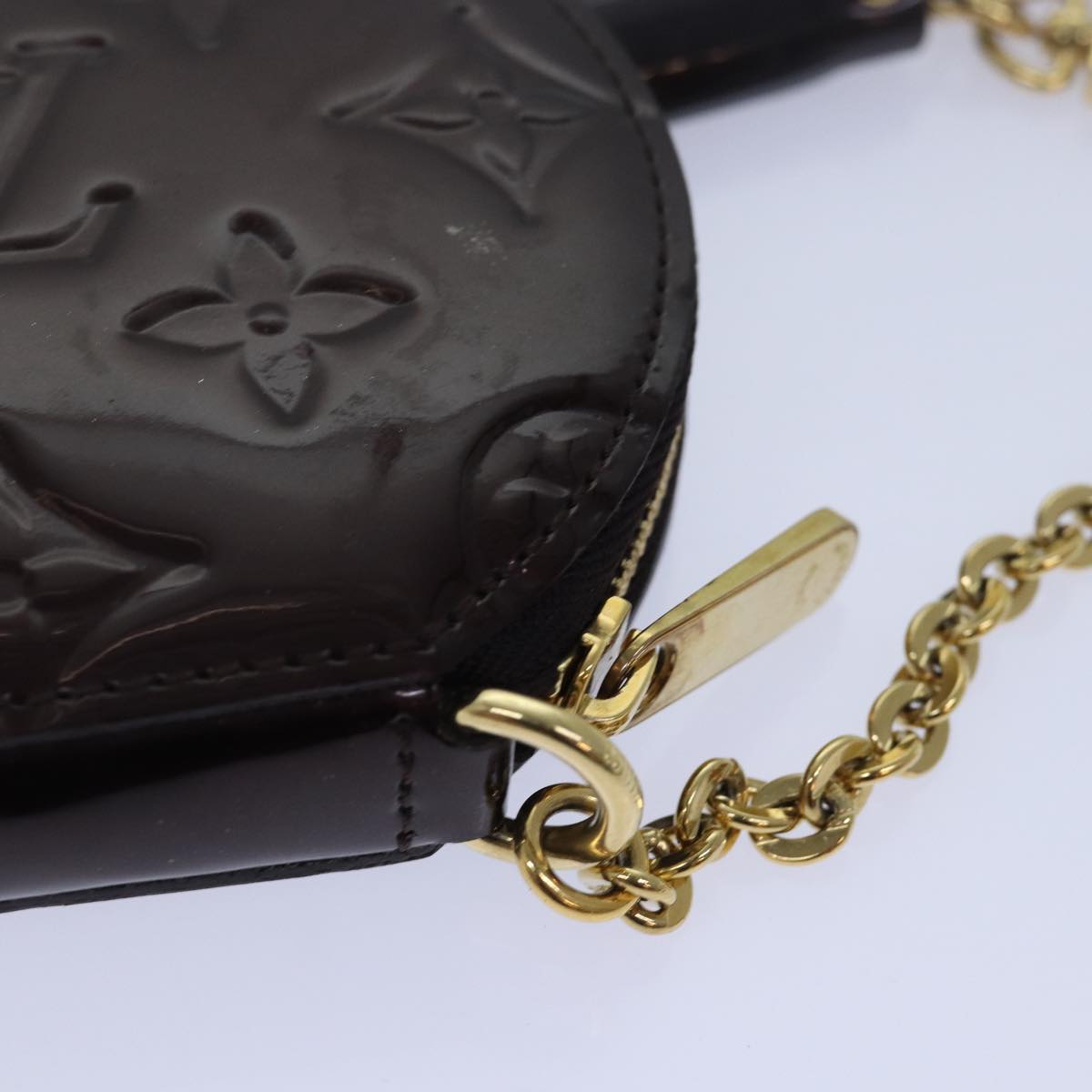 LOUIS VUITTON Vernis Porte Monnaie Ecruil Coin Purse Amarante M91386 Auth ac3095