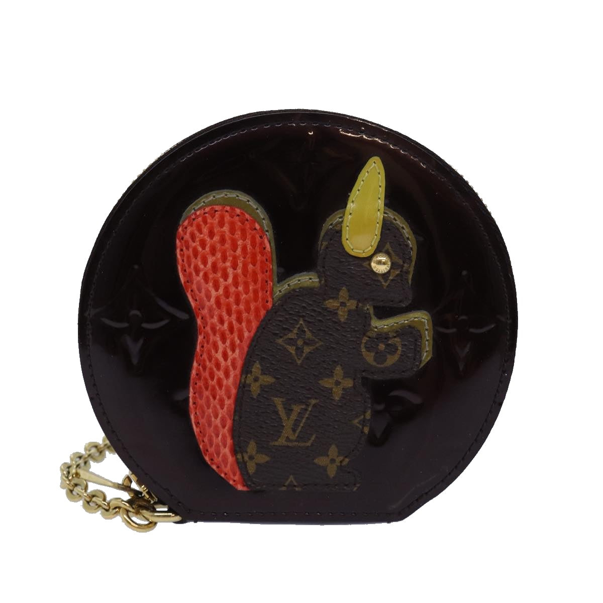 LOUIS VUITTON Vernis Porte Monnaie Ecruil Coin Purse Amarante M91386 Auth ac3095