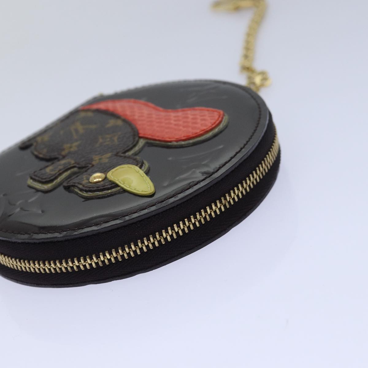 LOUIS VUITTON Vernis Porte Monnaie Ecruil Coin Purse Amarante M91386 Auth ac3095